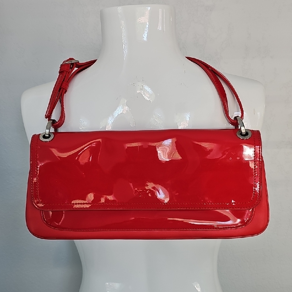 Ann Taylor Red Glossy Shoulder Bag